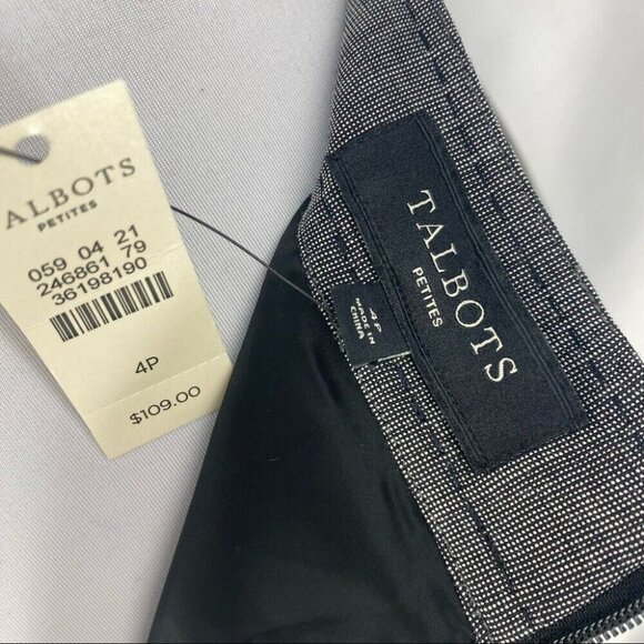Talbots Women's NWT Black‎ White Quiet Luxury Wool Career Pencil Skirt 4P/W30 - Picture 6 of 7